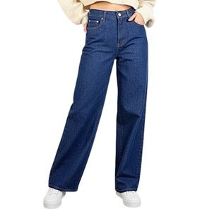 Peppermayo Australia dark wash wide leg high rise baggy jeans 2